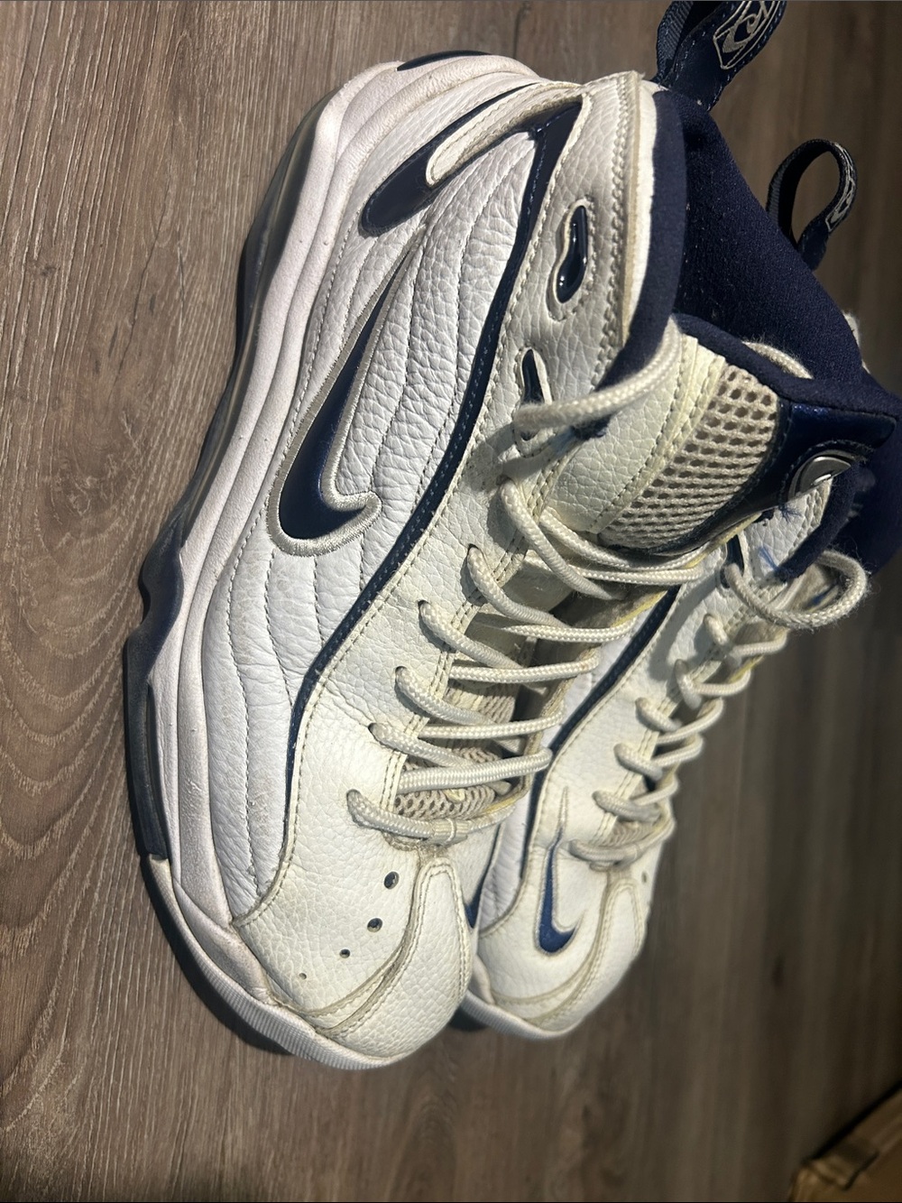 Nike air uptempo White and Navy Athletic Sneakers